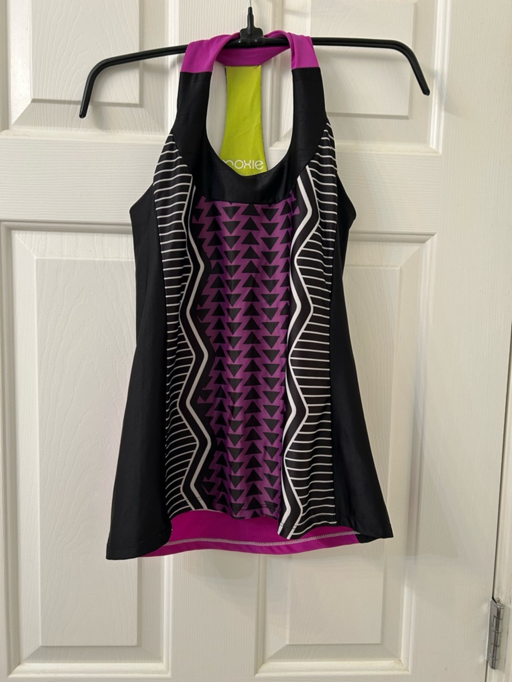 Moxie Black & Purple Cycling Athletic Halter Tank Top